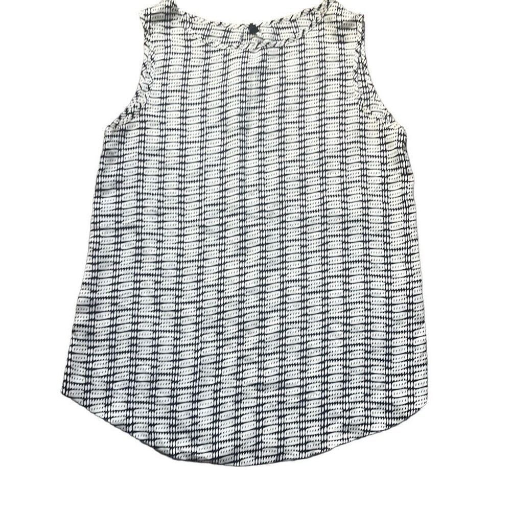 Benetton Black White Geometric Abstract‎ Print Flowy Top XS Workwear Office Work